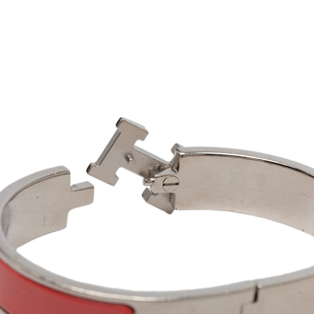 Hermes Click H PM Enamel Bracelet Bangle Pink Silver Metal Women's HERMES - Picture 4 of 5